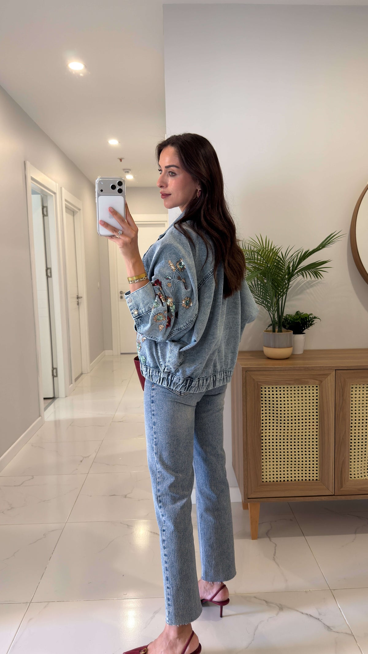 Josephine Cropped Vintage Embroidered Denim Jacket
