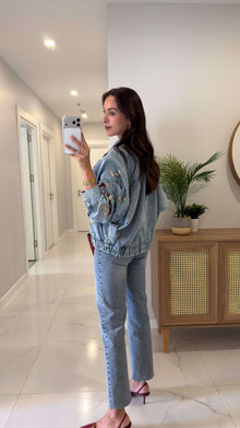 Josephine Cropped Vintage Embroidered Denim Jacket