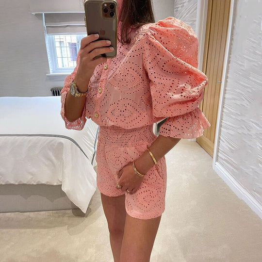 Poppy Hollow Out Coord Set