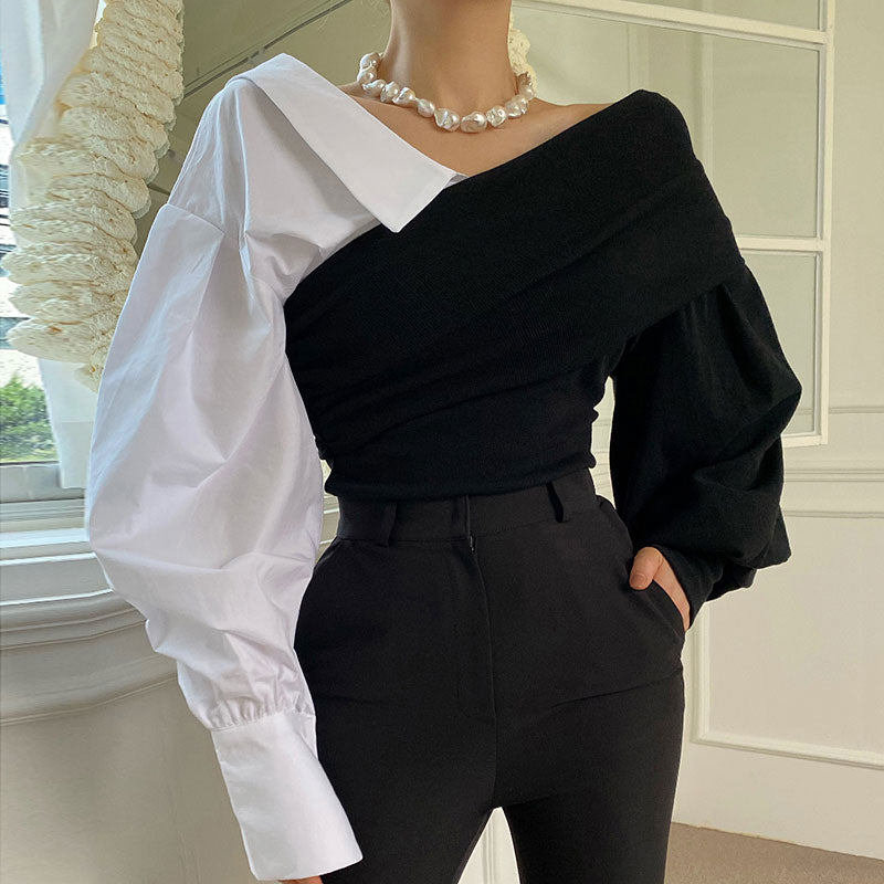 Genevieve Contrasting Statement Blouse