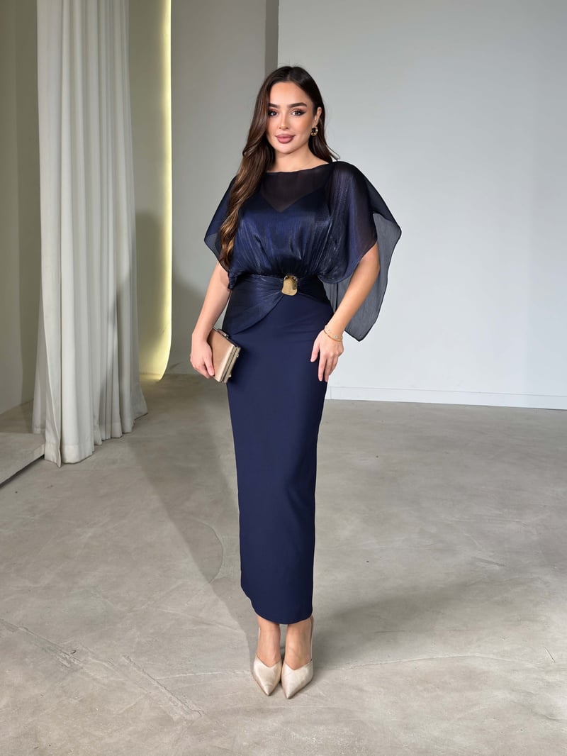 Giselle Organza Dress with Cape detail