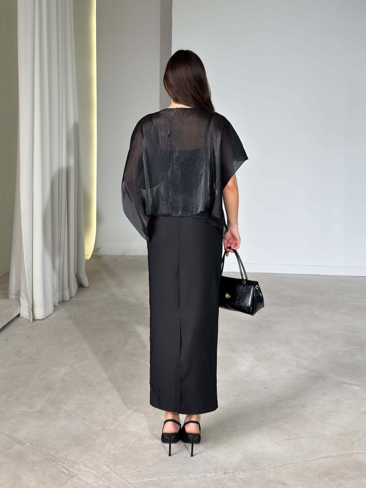 Giselle Organza Dress with Cape back view