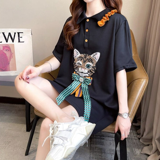 Anna Summer Polo Dress with 3D Print