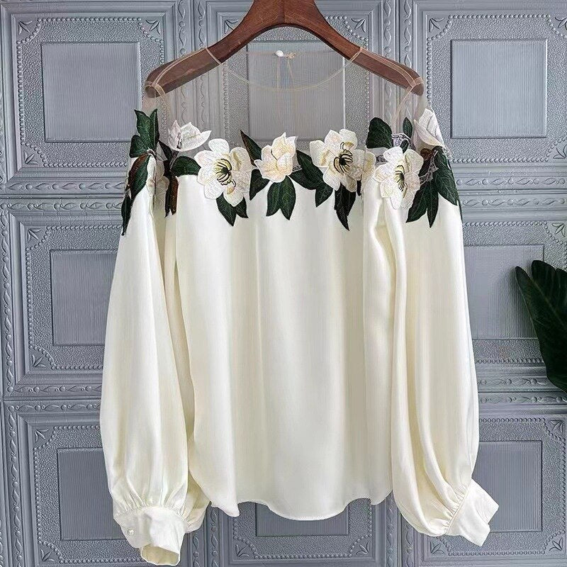 Brittany Floral Embroidered Designer Blouse