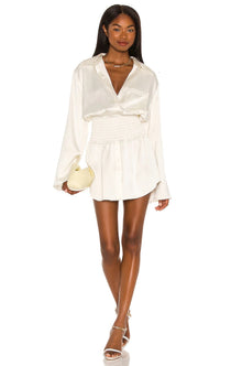 Emily Lapel Satin Dress
