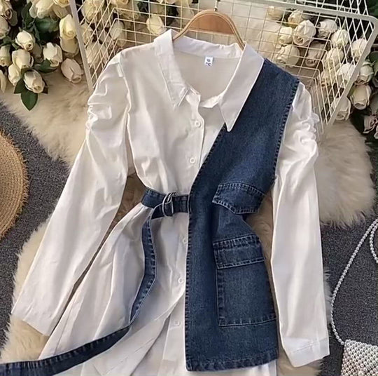 Laura Belted Denim Blouse