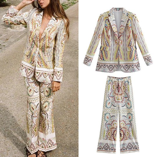 Shenice Printed Blazer and Pants Set