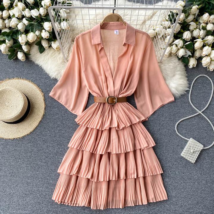Ariana Pleated Ruffle Dress