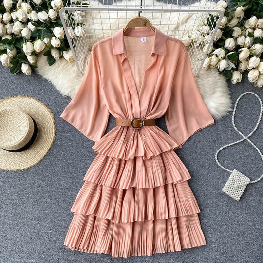 Ariana Pleated Ruffle Dress