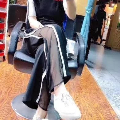 Selena High Slit Lateral Pants with Mesh Panel