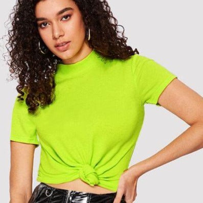 Neon Green mock neck top