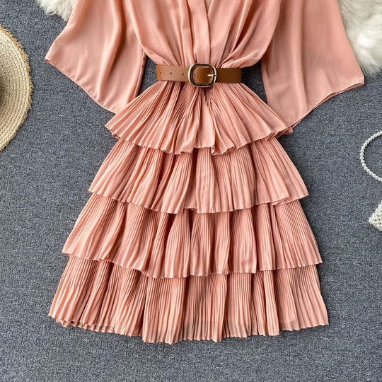 Ariana Pleated Ruffle Dress