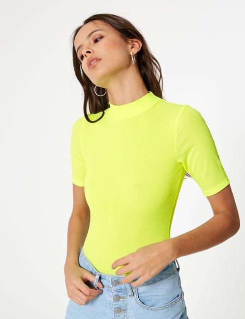 Neon Green mock neck top