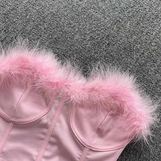 Miranda Strapless Bustier with Feather