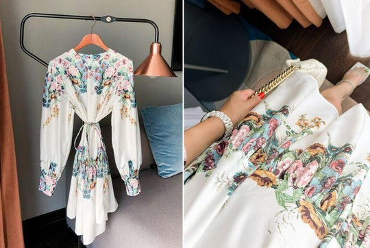 Perenne long sleeves floral print Midi dress