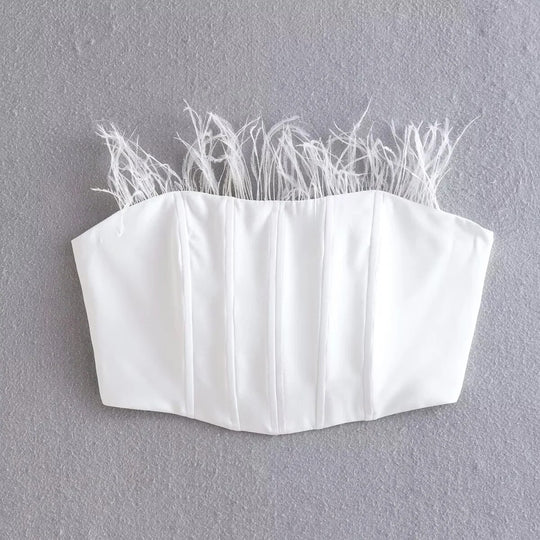 Anna Bustier with Feathers and Adjustable Strap