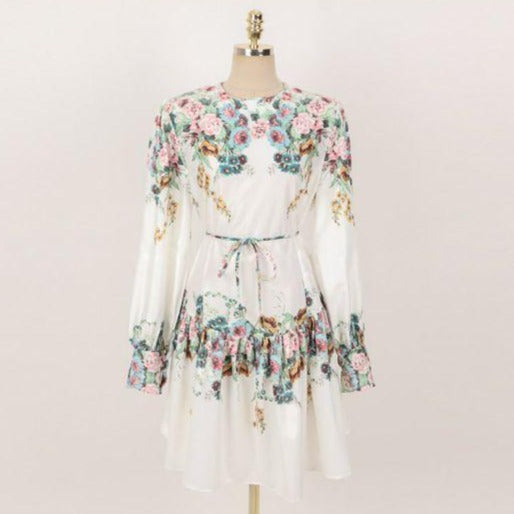 Perenne long sleeves floral print Midi dress