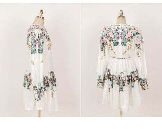 Perenne long sleeves floral print Midi dress