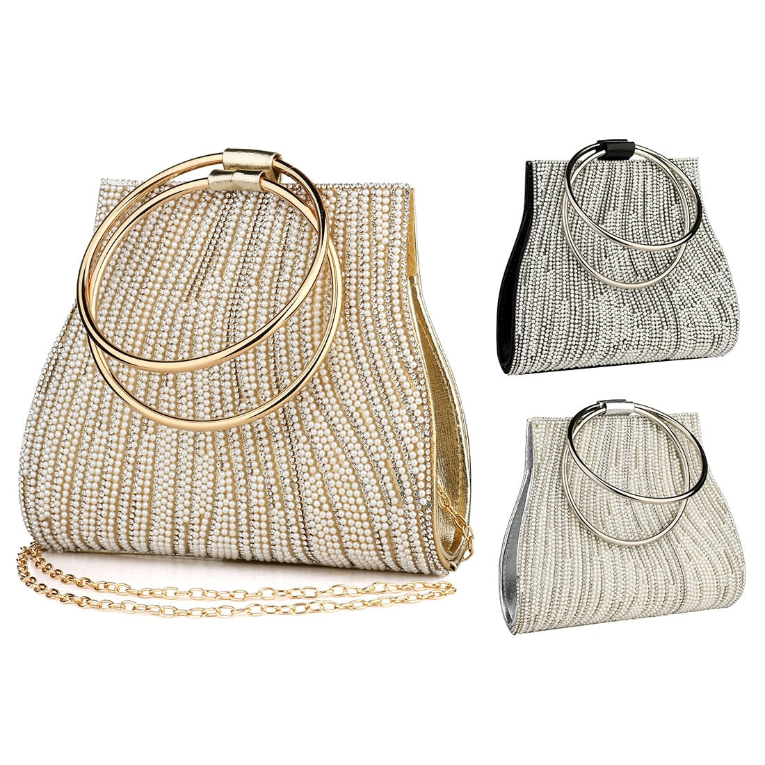 Maisie Rhinestone Clutch with Pearl Detailing