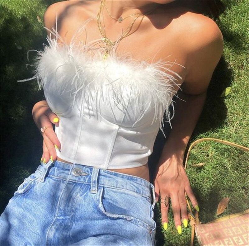 Miranda Strapless Bustier with Feather