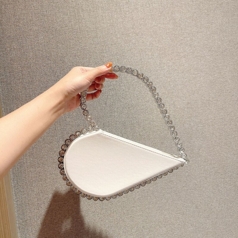 Luxury Rhinestone Hollow Heart Clutch