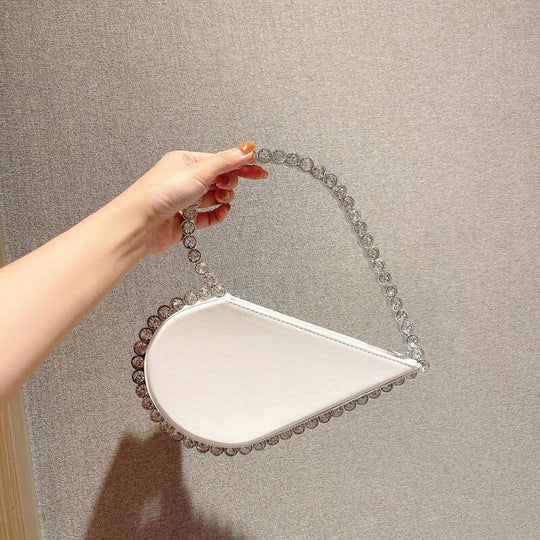 Luxury Rhinestone Hollow Heart Clutch