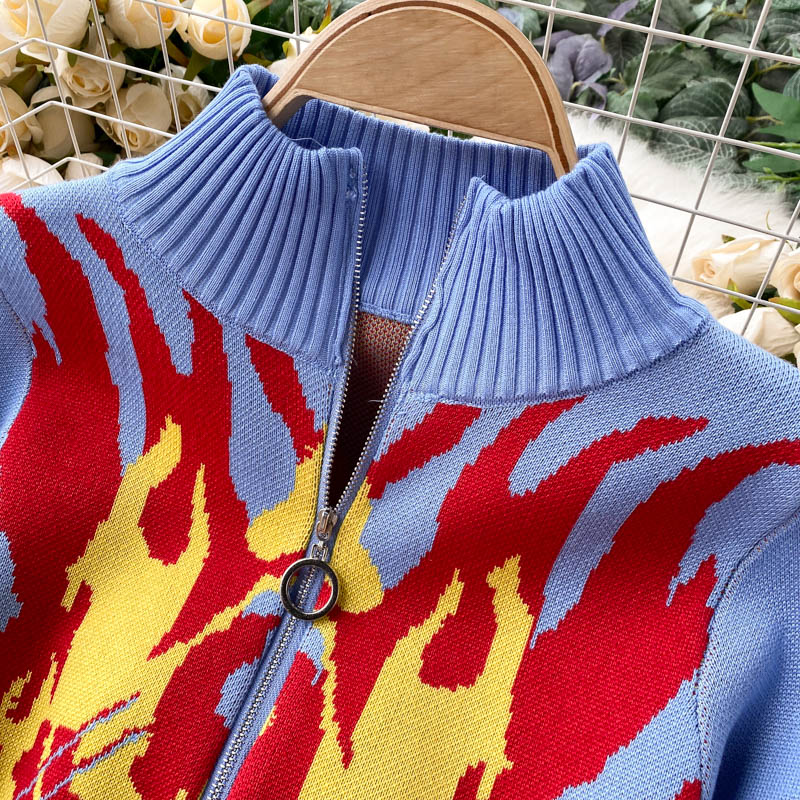 Lumi Flame Print Sweater Dress