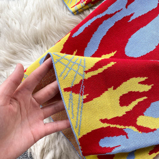 Lumi Flame Print Sweater Dress