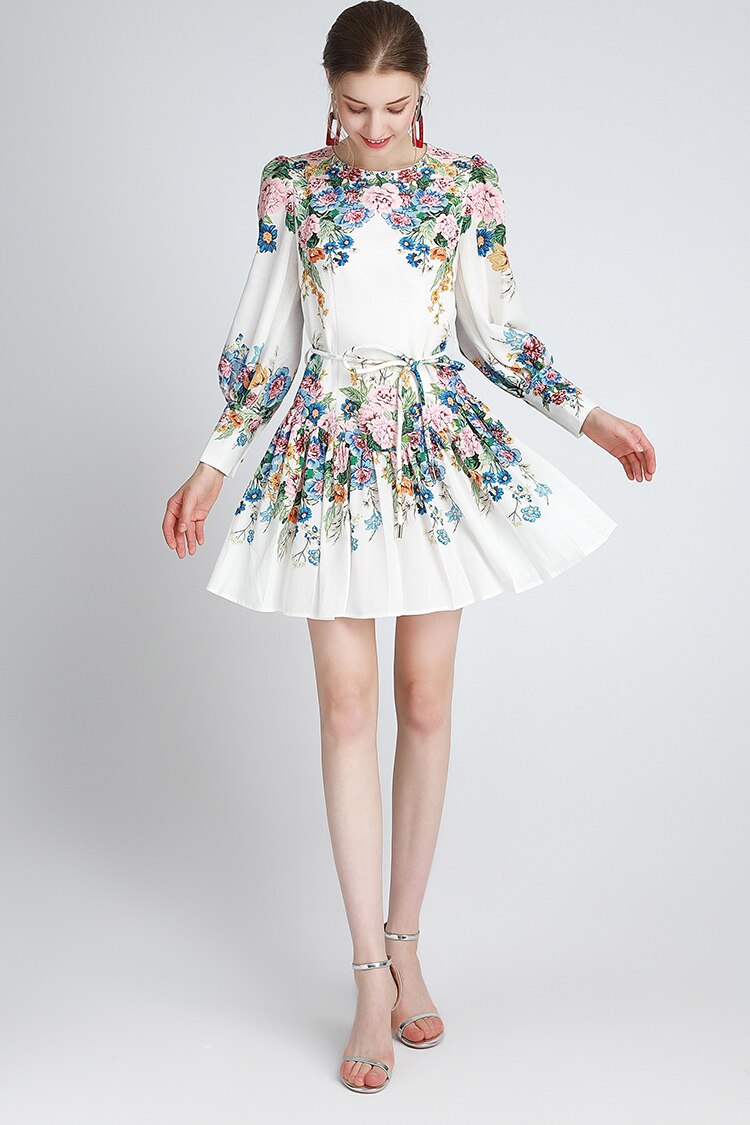 Perenne long sleeves floral print Midi dress