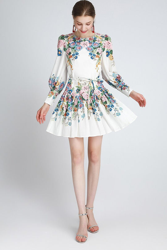 Perenne long sleeves floral print Midi dress