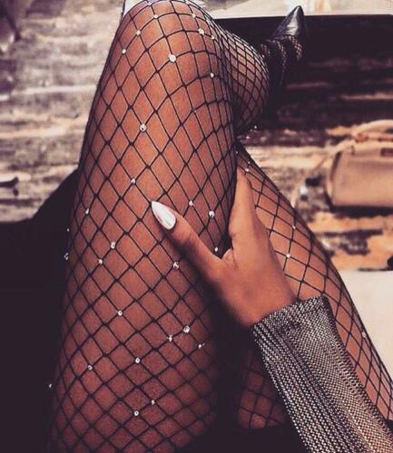 Rhinestone Fishnet Stockings
