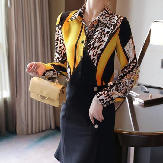 Eleanor Colorblock Leopard Print Shirt
