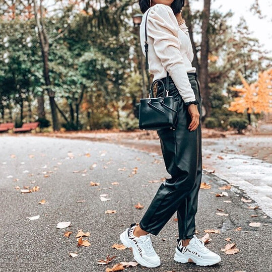 Isla Belted Slim Fit Leather Pants