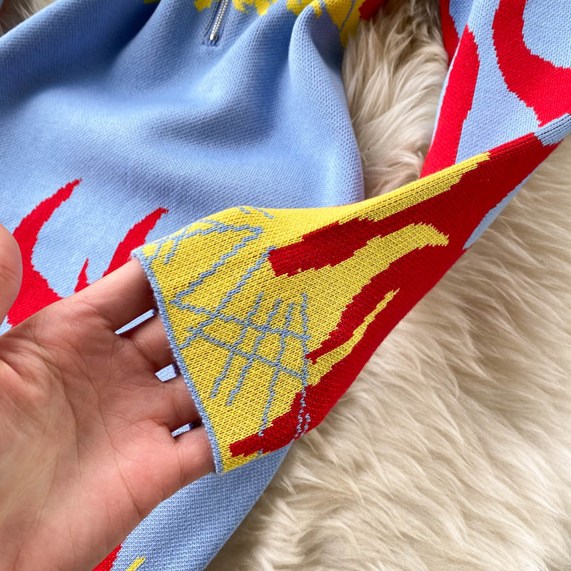 Lumi Flame Print Sweater Dress