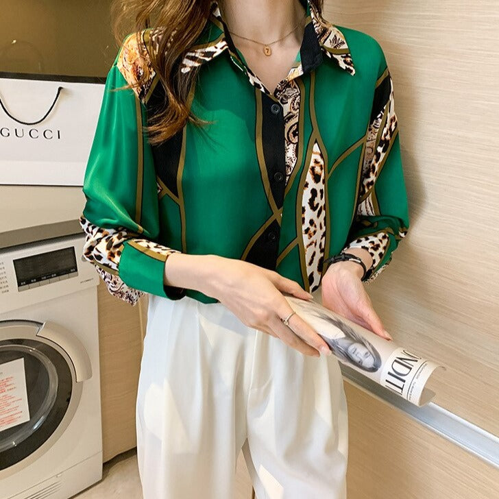 Eleanor Colorblock Leopard Print Shirt