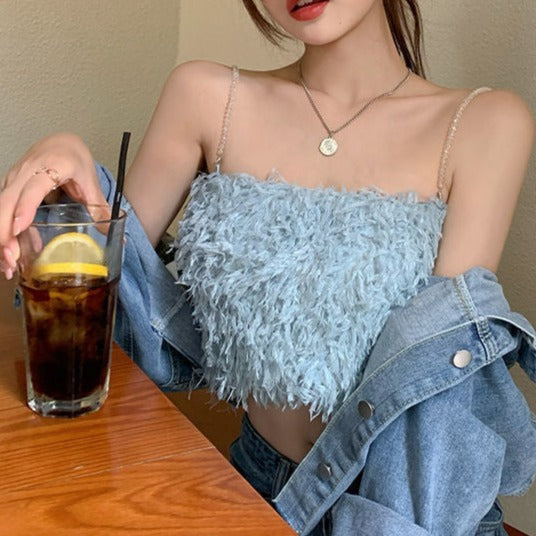 Summer plush cropped Bustier Tops