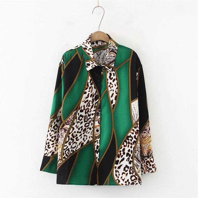 Eleanor Colorblock Leopard Print Shirt
