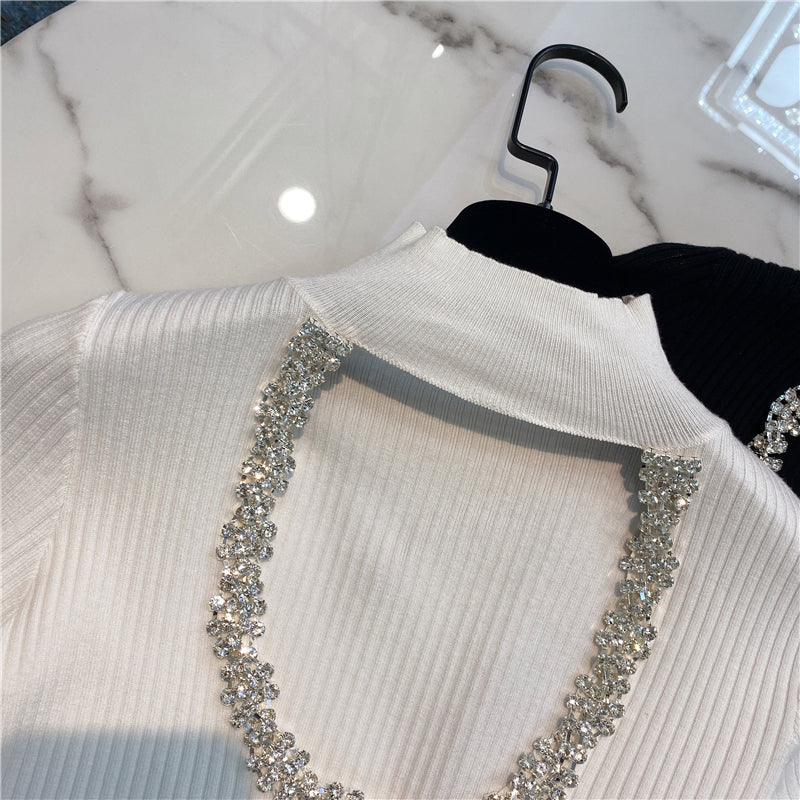 Dalmonte Rhinestone beading Crop Top