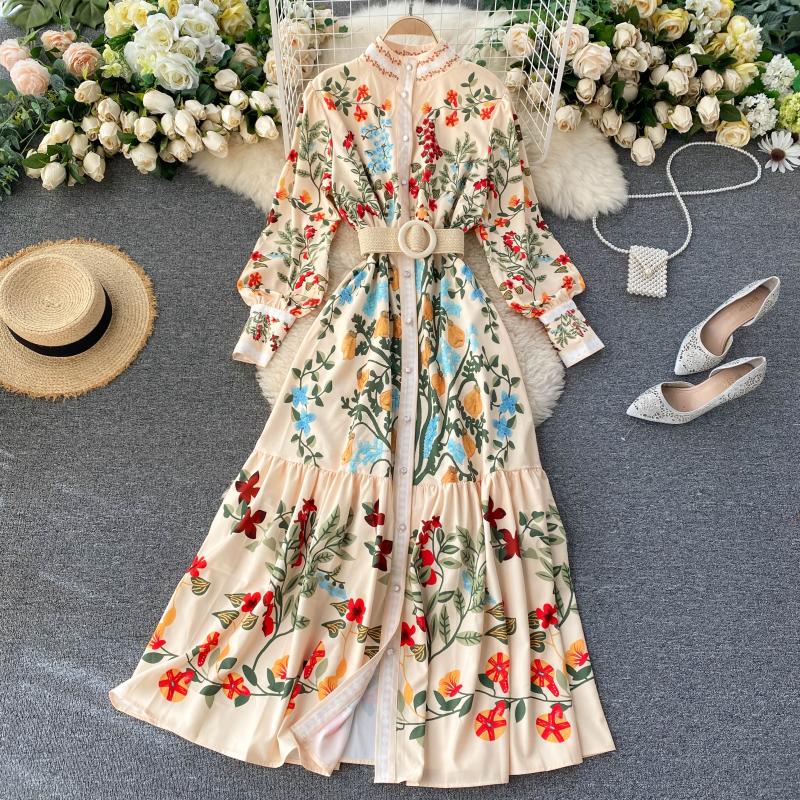 Ameya Floral Print Vintage Dress