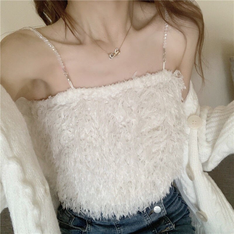 Summer plush cropped Bustier Tops