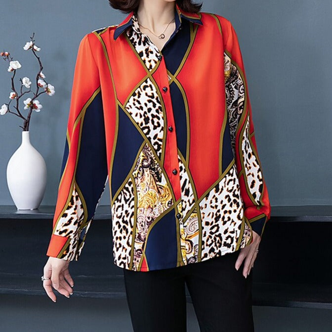 Eleanor Colorblock Leopard Print Shirt