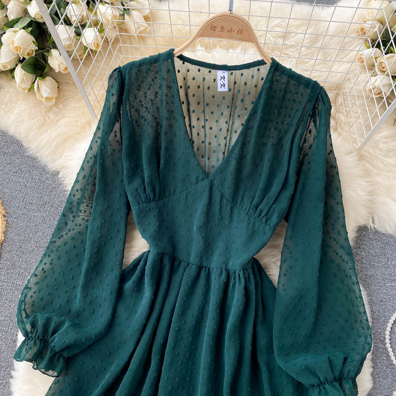 Esther Luxury Swiss Dot Ruched Dress