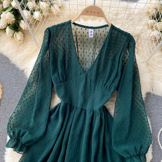 Esther Luxury Swiss Dot Ruched Dress