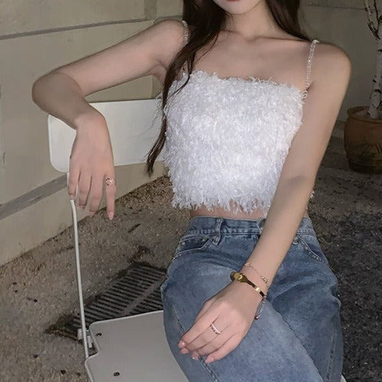 Summer plush cropped Bustier Tops