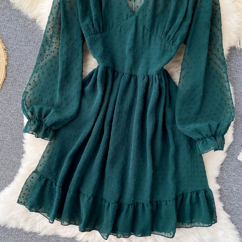 Esther Luxury Swiss Dot Ruched Dress