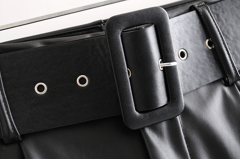 Isla Belted Slim Fit Leather Pants