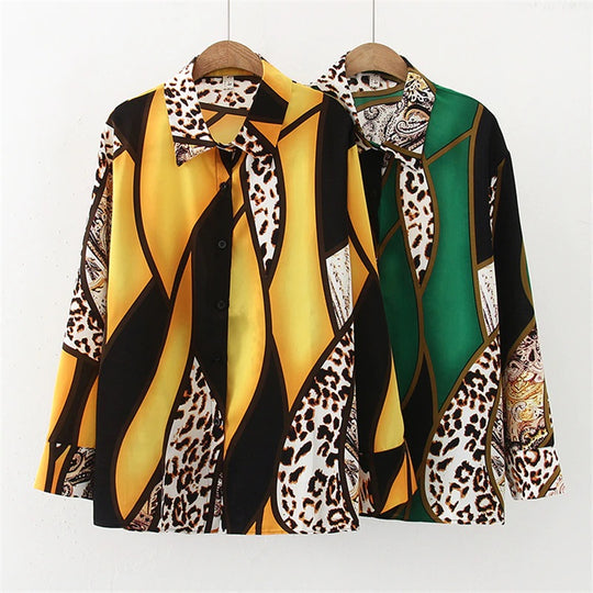 Eleanor Colorblock Leopard Print Shirt