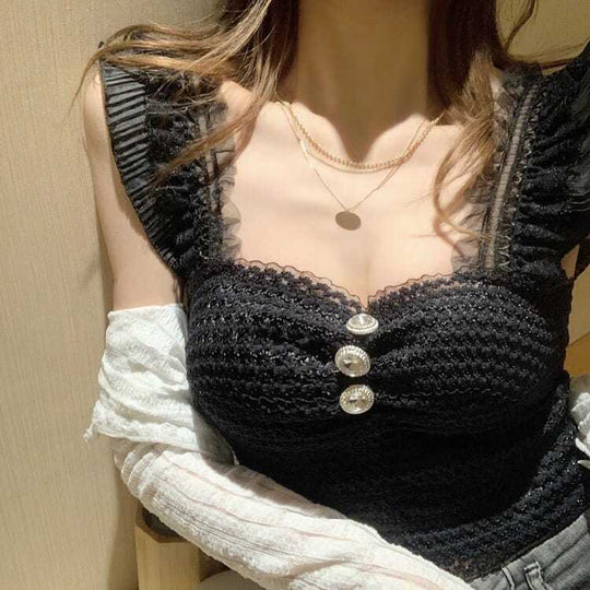 Kira lace strapped Cropped Tops