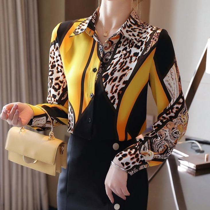 Eleanor Colorblock Leopard Print Shirt