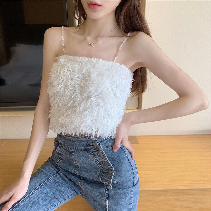 Summer plush cropped Bustier Tops